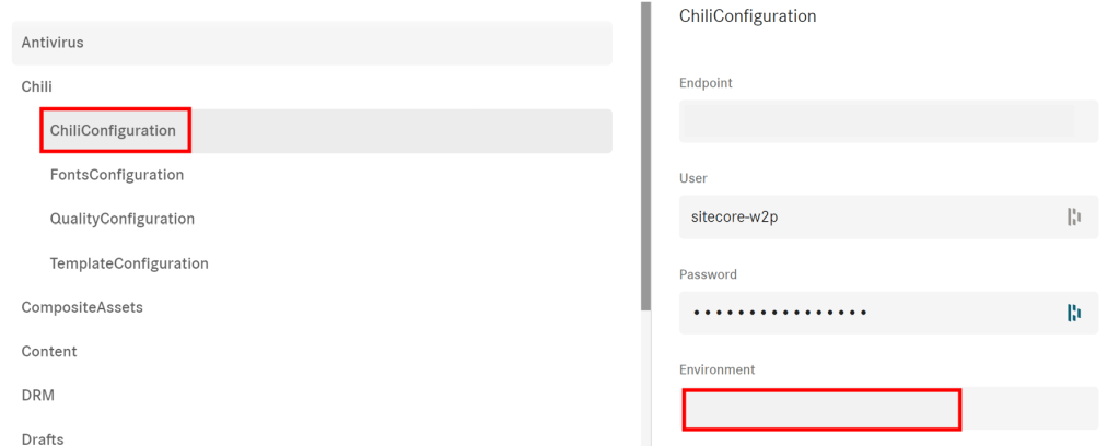 Chili configuration environment