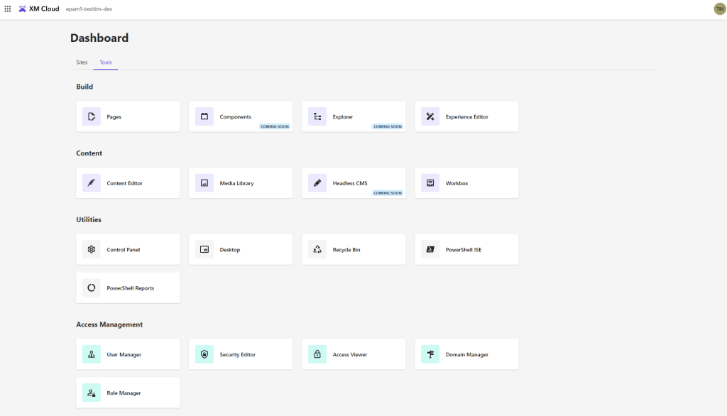 Sitecore XM Cloud Dashboard